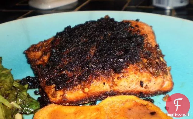 Salmone con zenzero e cipolle verdi