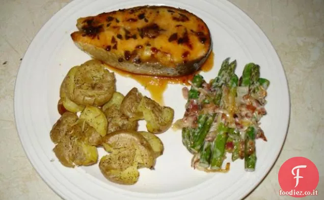 Salmone arrosto al forno con salsa di miele e senape