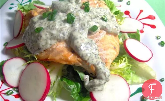 Salmone refrigerato con maionese alle erbe
