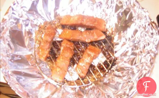 Salmone affumicato in un Wok