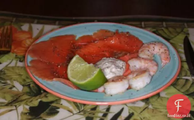 Salmone e gamberi (Gamberetti) con Aneto e Lime Aioli