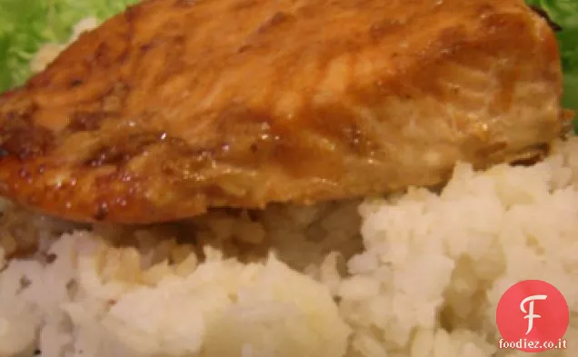 Salmone glassato al miele e soia di Mika