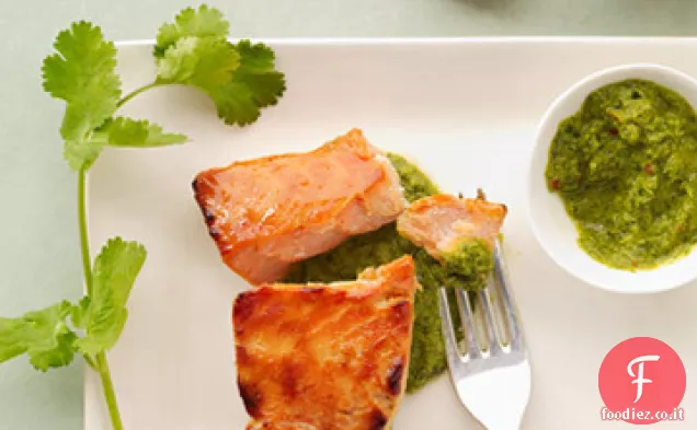 Salmone di Miso con salsa di Coriandolo