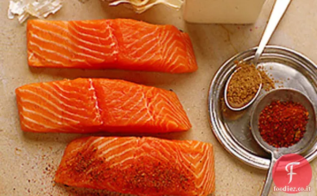 Cile - Salmone strofinato con papaia e scalogno