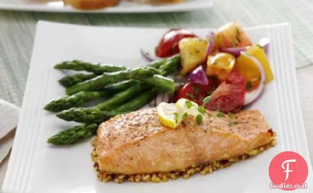 Salmone in crosta di anacardi