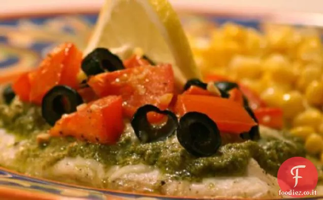 Tilapia Arrosto al forno con Pomodori, Pesto e Limone