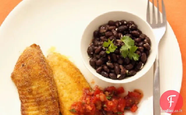 Farina di mais-Tilapia in crosta con salsa