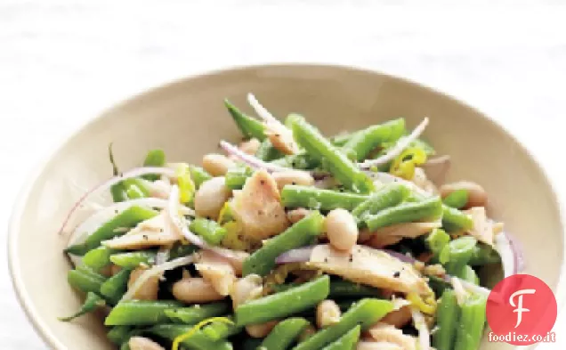 Insalata di fagioli verdi e bianchi con tonno