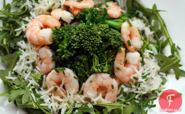 Gamberi, broccoli e riso Basmati