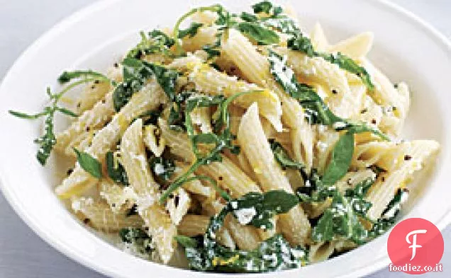 Penne con Ricotta, Rucola e Basilico