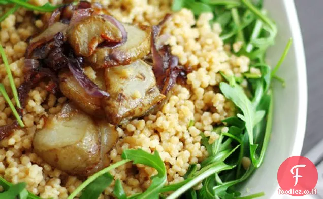 Topinambur, Cipolle Rosse e Rucola con Couscous gigante