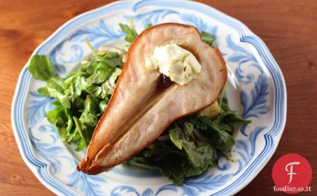 Insalata di pere arrosto con Chèvre e Vinaigrette di fichi