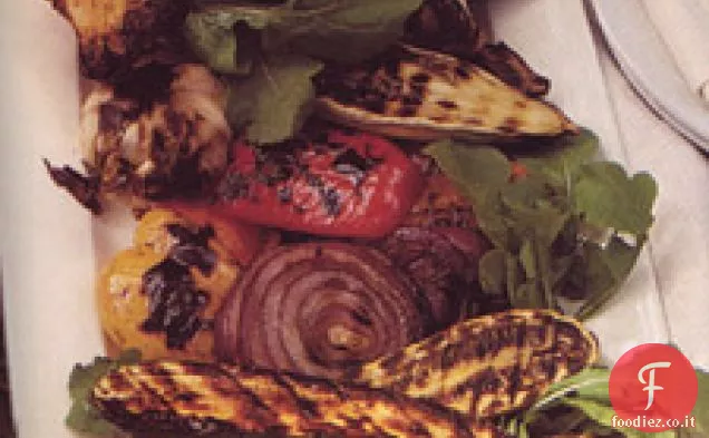 Verdure grigliate e pane al pomodoro