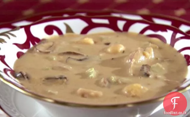 Zuppa di capesante e funghi