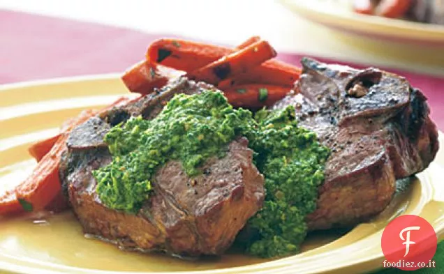 Braciole di Agnello alla griglia con Pesto di Rucola al Limone