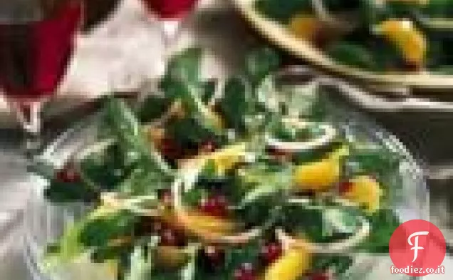 Rucola-Insalata di arance con Melograno-Vinaigrette di vino bianco