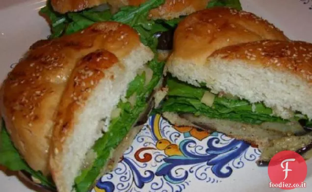 Panini alla griglia con Melanzane, Rucola e Mozzarella