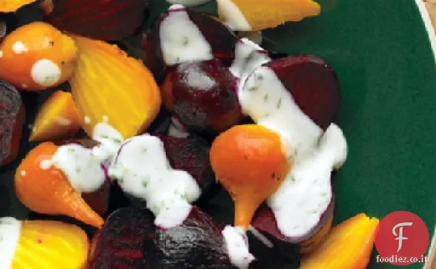 Barbabietole arrosto con salsa di menta e yogurt