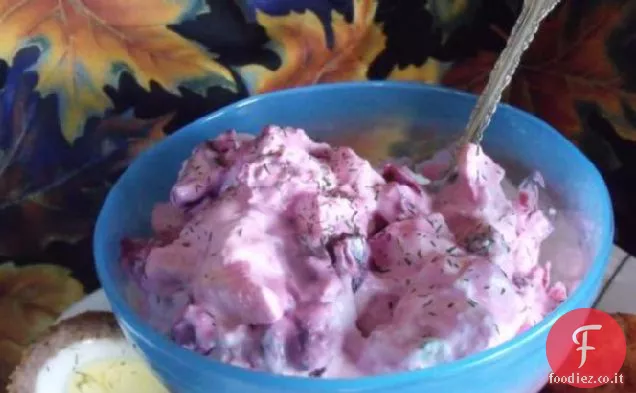 Barbabietola svedese, rafano e insalata di mele: Rodbetsallad