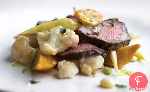 Verdure estive con bistecca di ferro da stiro