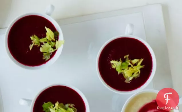 Duo di sedano rapa e zuppa di barbabietole