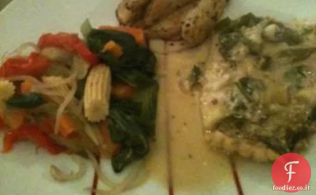 Cocco, lime e peperoncino Pesce al forno con cunei di patate tailandesi