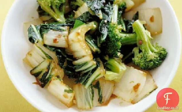 Bok Choy saltati e broccoli