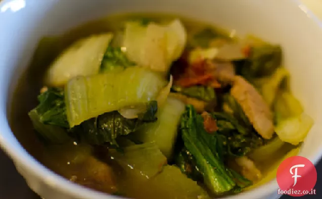 Zuppa di pollo e Bok Choy