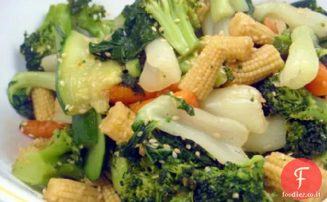 Verdure al vapore con miele Salsa di sesamo