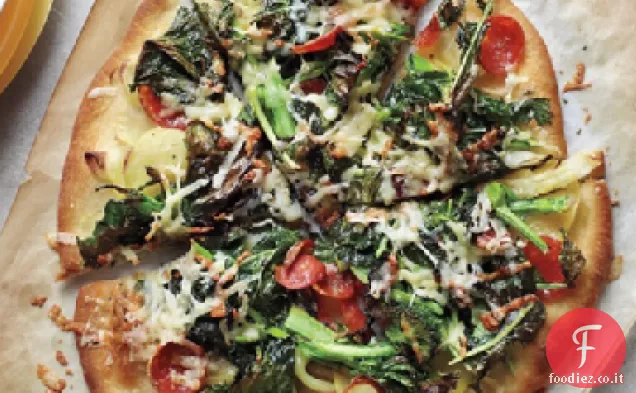 Pizze di peperoni, patate e broccoli