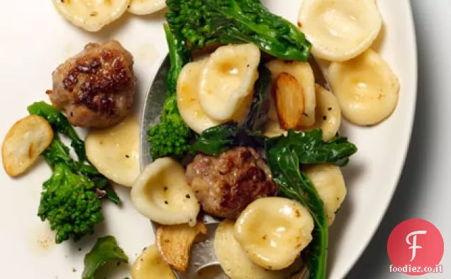 Orecchiette con Polpette di Salsiccia, Broccoli e Aglio