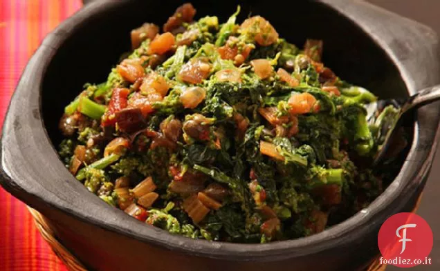 Rabe di Broccoli alla Siciliana con melanzane e capperi