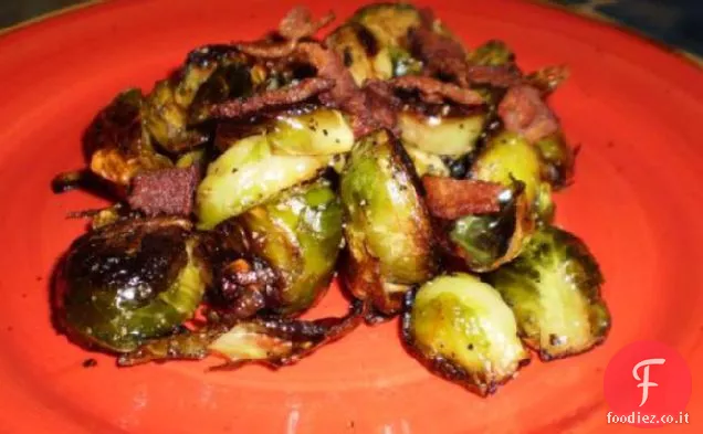 Cavoletti di Bruxelles arrostiti con pancetta e scalogno