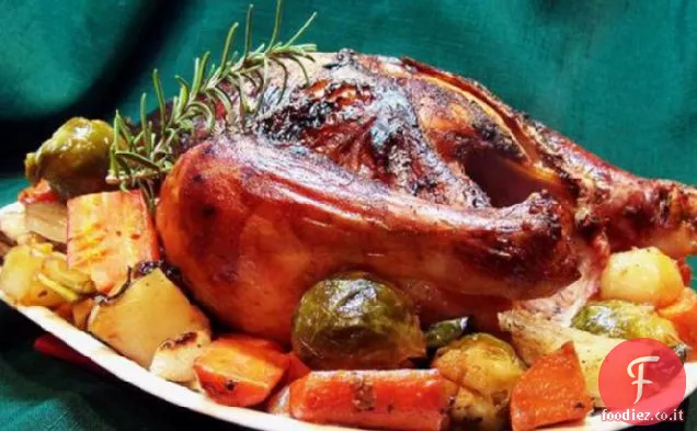 Pollo arrosto all'arancia e valanga di verdure