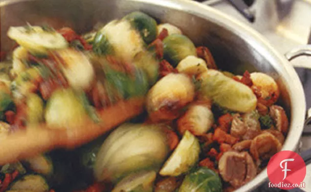 Cavoletti di Bruxelles con castagne e Pancetta affumicata