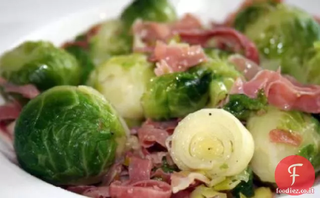 Cavoletti di Bruxelles dello zio Giovanni con Prosciutto e porri