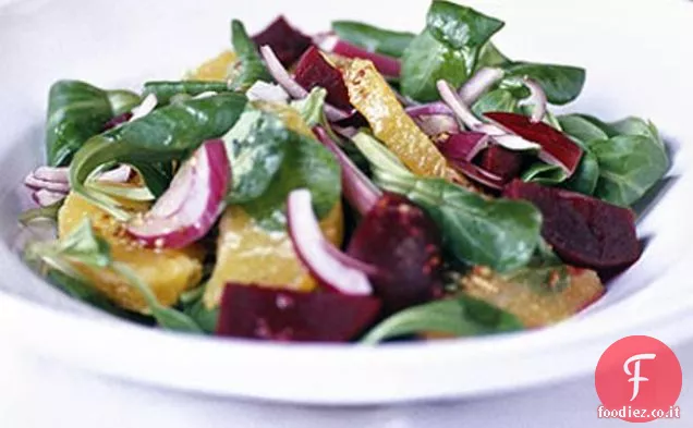 Insalata di agnello, arancia e barbabietola arrosto
