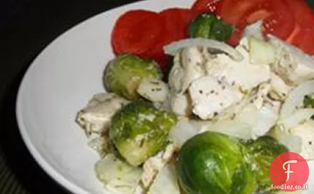 Pollo al forno e cavoletti di Bruxelles