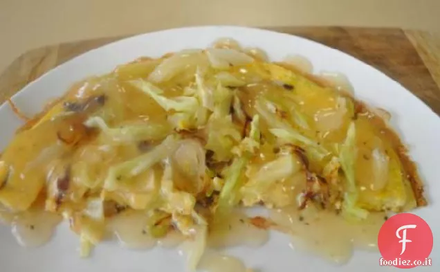 Frittata di cavolo con salsa, molto veloce