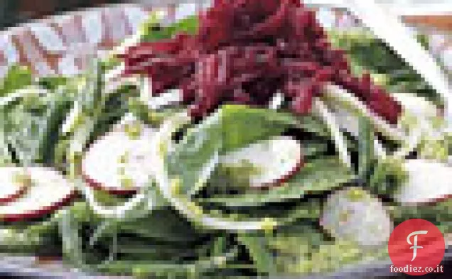 Insalata di fagioli verdi, spinaci e barbabietole