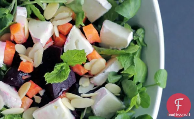 Barbabietole, formaggi di capra e crescione