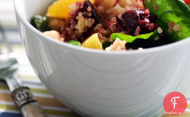 Ricetta insalata di quinoa con barbabietole arrosto, Ceci, Spinac bambino