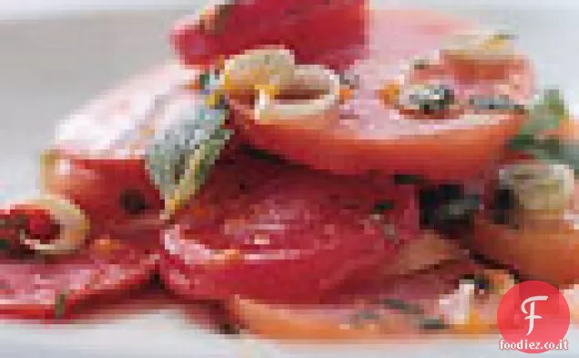 Barbabietole Chioggia con Lampone Menta Vinaigrette