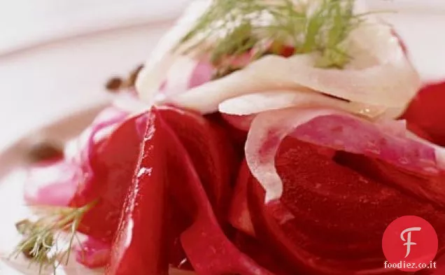 Insalata di barbabietole e finocchi con Capperi fritti