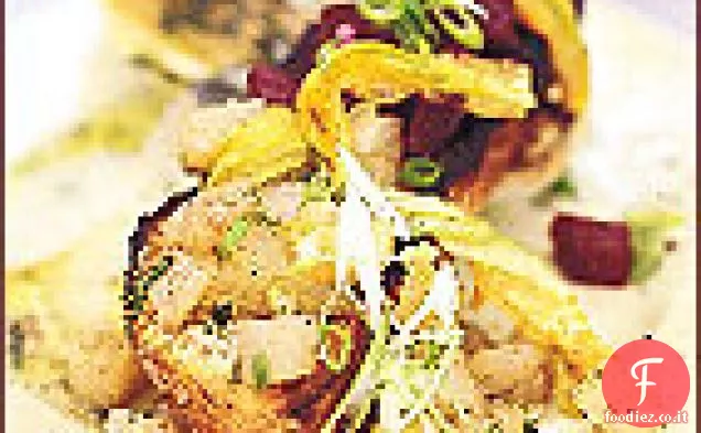 Crostini di Barbabietola Arrosto con Fiori di Zucca