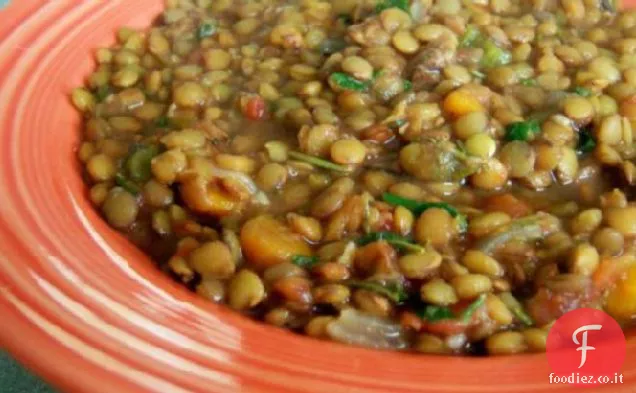 Abbondante stufato di agnello e lenticchie