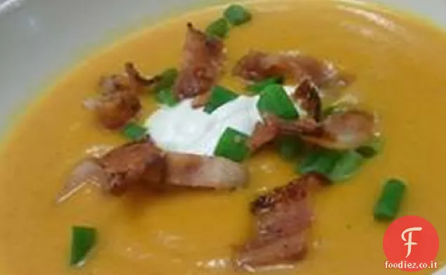 Zuppa di zucca arrosto con mele e pancetta