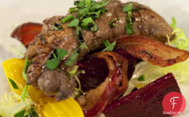 Uova di Shad con barbabietole, pancetta e balsamico