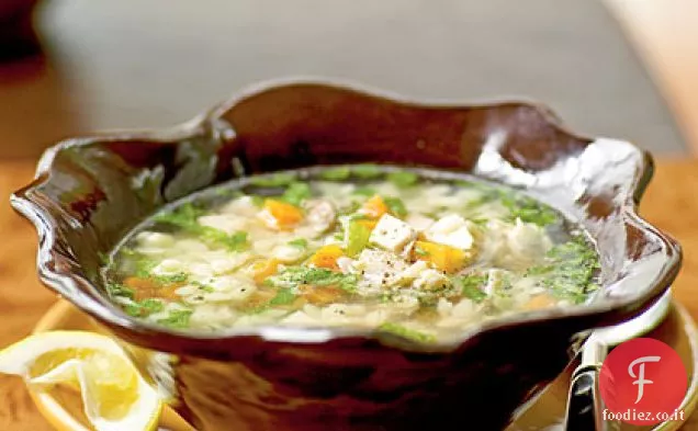 Zuppa di Orzo di pollo al limone
