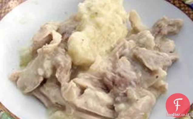 Vecchio stile di pollo e gnocchi